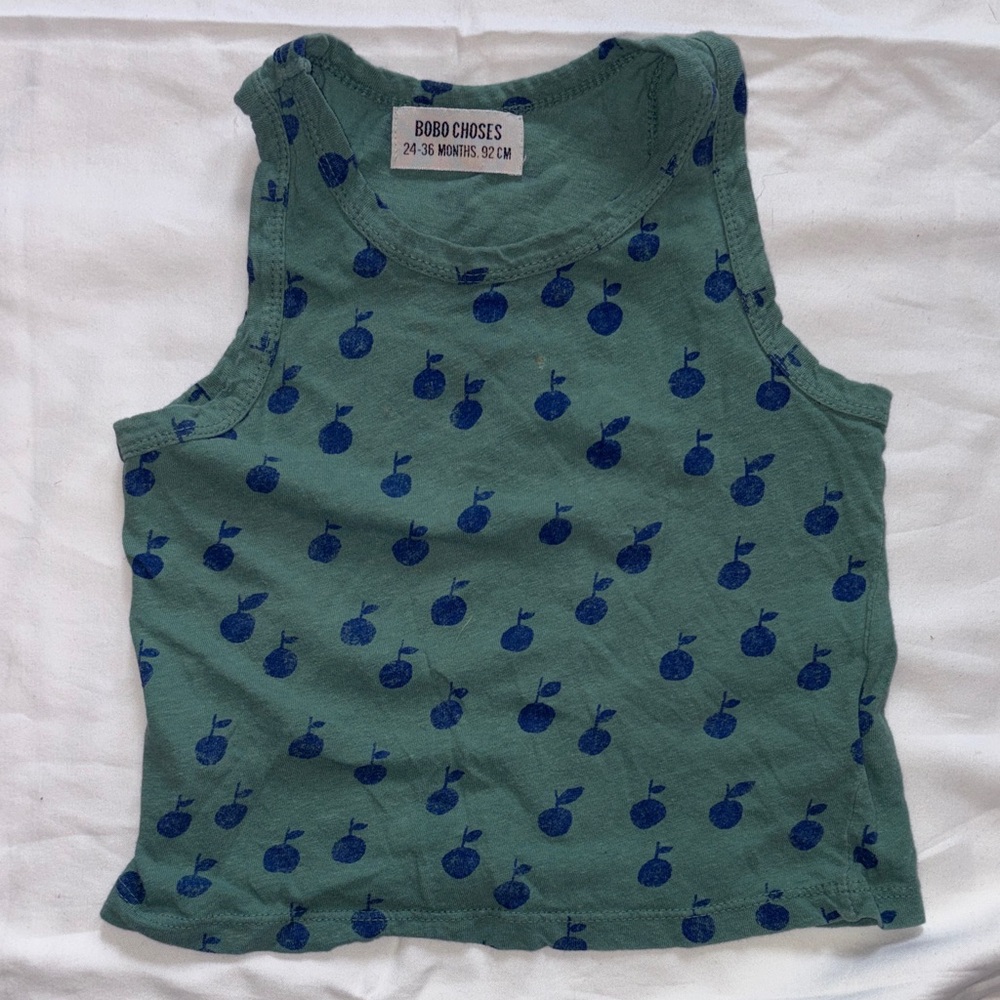 Bobo Choses Green Tank with Blue Pattern